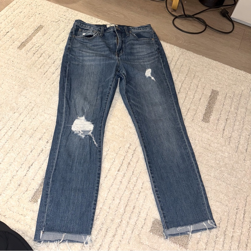 Madewell | Women’s Straight Leg Blue Distressed Jeans